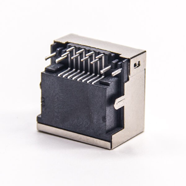 EB-500-7137_3 rj45座屏蔽网络插座弯式沉板插PCB板带灯