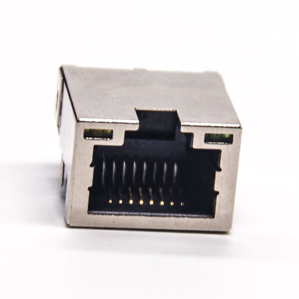 EB-500-7137_4 rj45座屏蔽网络插座弯式沉板插PCB板带灯