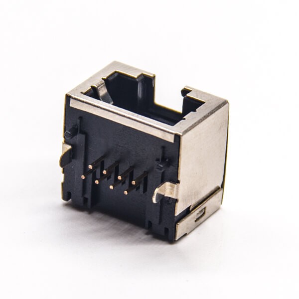 EB-500-7138_3 rj45网口座8p8c弯式半包带屏蔽插PCB板