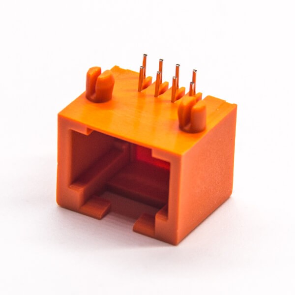 EB-500-7140_4 rj45网络插座弯式插板橙色全塑外壳8p8c插板非屏蔽