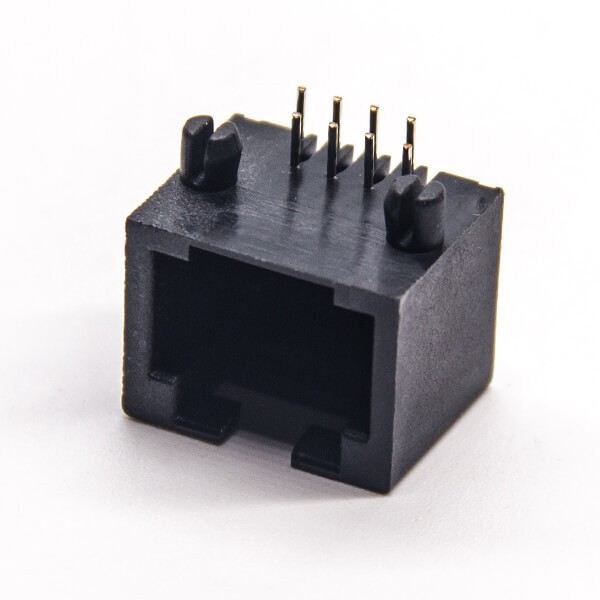 EB-500-7141_1 rj45插座模块黑色全塑外壳8p8c弯式dip接PCB板