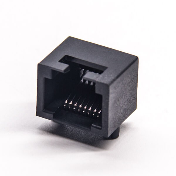 EB-500-7141_2 rj45插座模块黑色全塑外壳8p8c弯式dip接PCB板