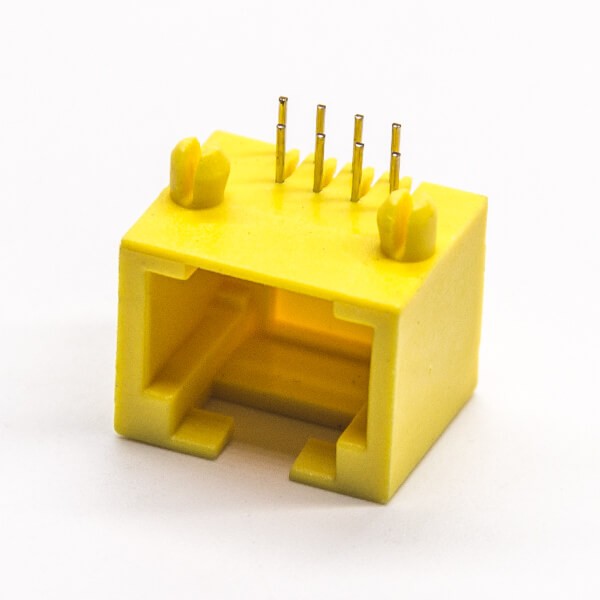 EB-500-7142_2 rj45黄塑胶外壳弯头网络插座不带屏蔽不带灯