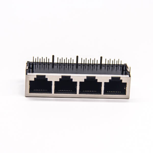 EB-500-7151_4 rj45插座8p8c封装网络模块化连接器90度全屏蔽式插板